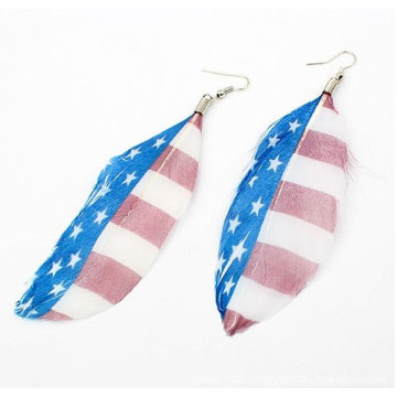 Wholesale USA Flag Feather Earrings Jewelry FEA25